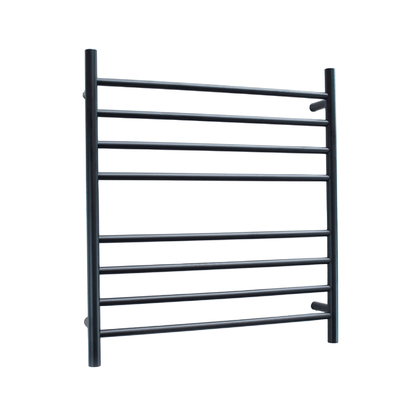 RADIANT - BRTR06 Heated Round Ladder 750x750mm Matt Black - Heated Towel Rails - from our - Radiant - supplier–available at Bathroom City Perth