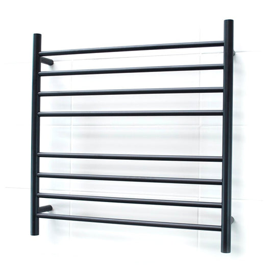 RADIANT - BRTR06 Heated Round Ladder 750x750mm Matt Black - Heated Towel Rails - from our - Radiant - supplier–available at Bathroom City Perth