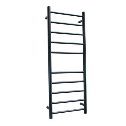 RADIANT - BRTR430 Heated Round Ladder 430x1100mm Matt Black - Heated Towel Rails - from our - Radiant - supplier–available at Bathroom City Perth