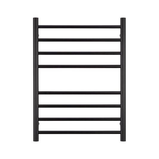 RADIANT - BRTR530 Heated Round Ladder 530x700mm Matt Black - Heated Towel Rails - from our - Radiant - supplier–available at Bathroom City Perth