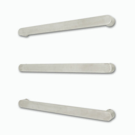 RADIANT - BRU - ASPEN - 650 Heated Single Flat Faced Bar With Curved Fixing Arm 650mm Brushed Satin - Heated Towel Rails - from our - Radiant - supplier–available at Bathroom City Perth