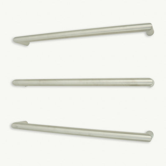 RADIANT - BRU - SBRTR - 650 Heated Low Voltage Single Round Bar 650mm Brushed Satin - Heated Towel Rails - from our - Radiant - supplier–available at Bathroom City Perth