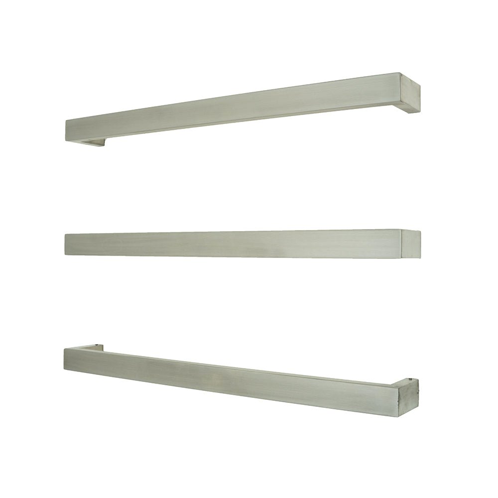 RADIANT - BRU - SBSTR - 650 Heated Low Voltage Single Square Bar 650mm Brushed Satin - Heated Towel Rails - from our - Radiant - supplier–available at Bathroom City Perth