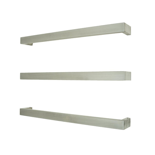 RADIANT - BRU - SBSTR - 650 Heated Low Voltage Single Square Bar 650mm Brushed Satin - Heated Towel Rails - from our - Radiant - supplier–available at Bathroom City Perth