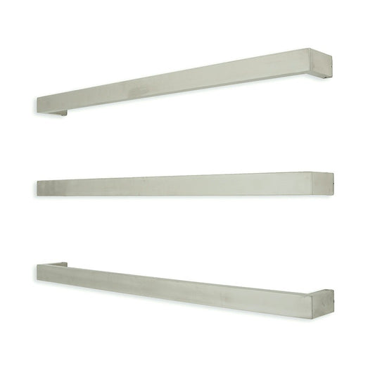 RADIANT - BRU - SBSTR - 800 Heated Low Voltage Single Square Bar 800mm Brushed Satin - Heated Towel Rails - from our - Radiant - supplier–available at Bathroom City Perth