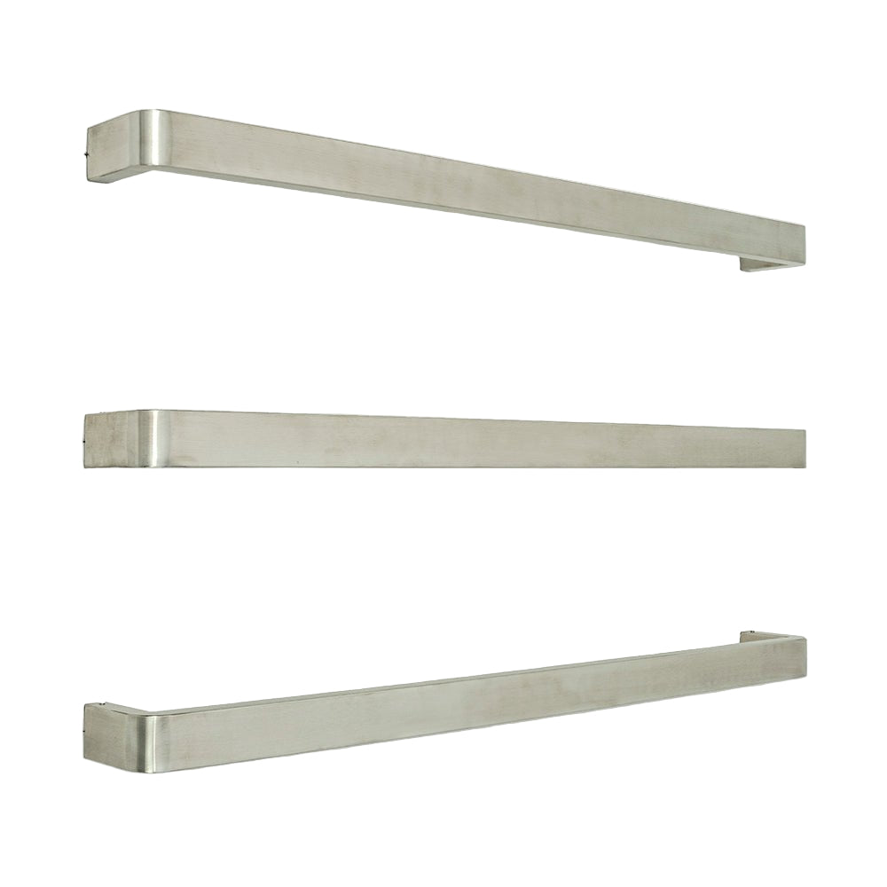 RADIANT - BRU - VAIL - 650 Heated Single Square Bar With Rounded Ends 650mm Brushed Satin - Heated Towel Rails - from our - Radiant - supplier–available at Bathroom City Perth