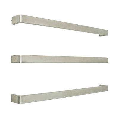RADIANT - BRU - VAIL - 650 Heated Single Square Bar With Rounded Ends 650mm Brushed Satin - Heated Towel Rails - from our - Radiant - supplier–available at Bathroom City Perth