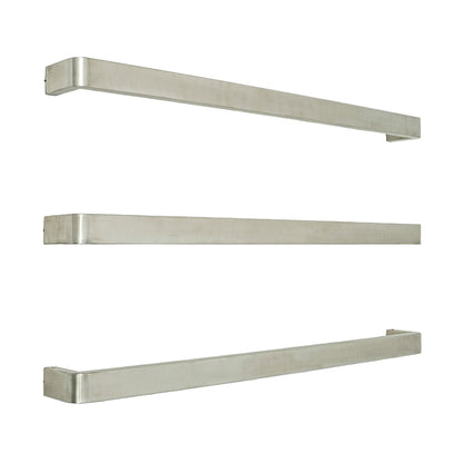RADIANT - BRU - VAIL - 650 Heated Single Square Bar With Rounded Ends 650mm Brushed Satin - Heated Towel Rails - from our - Radiant - supplier–available at Bathroom City Perth