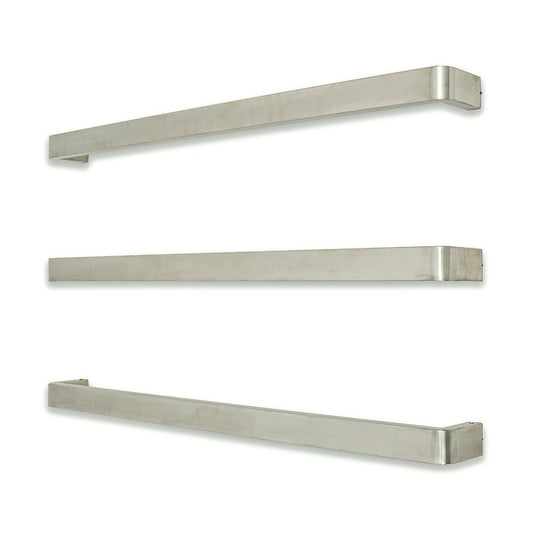 RADIANT - BRU - VAIL - 650 Heated Single Square Bar With Rounded Ends 650mm Brushed Satin - Heated Towel Rails - from our - Radiant - supplier–available at Bathroom City Perth