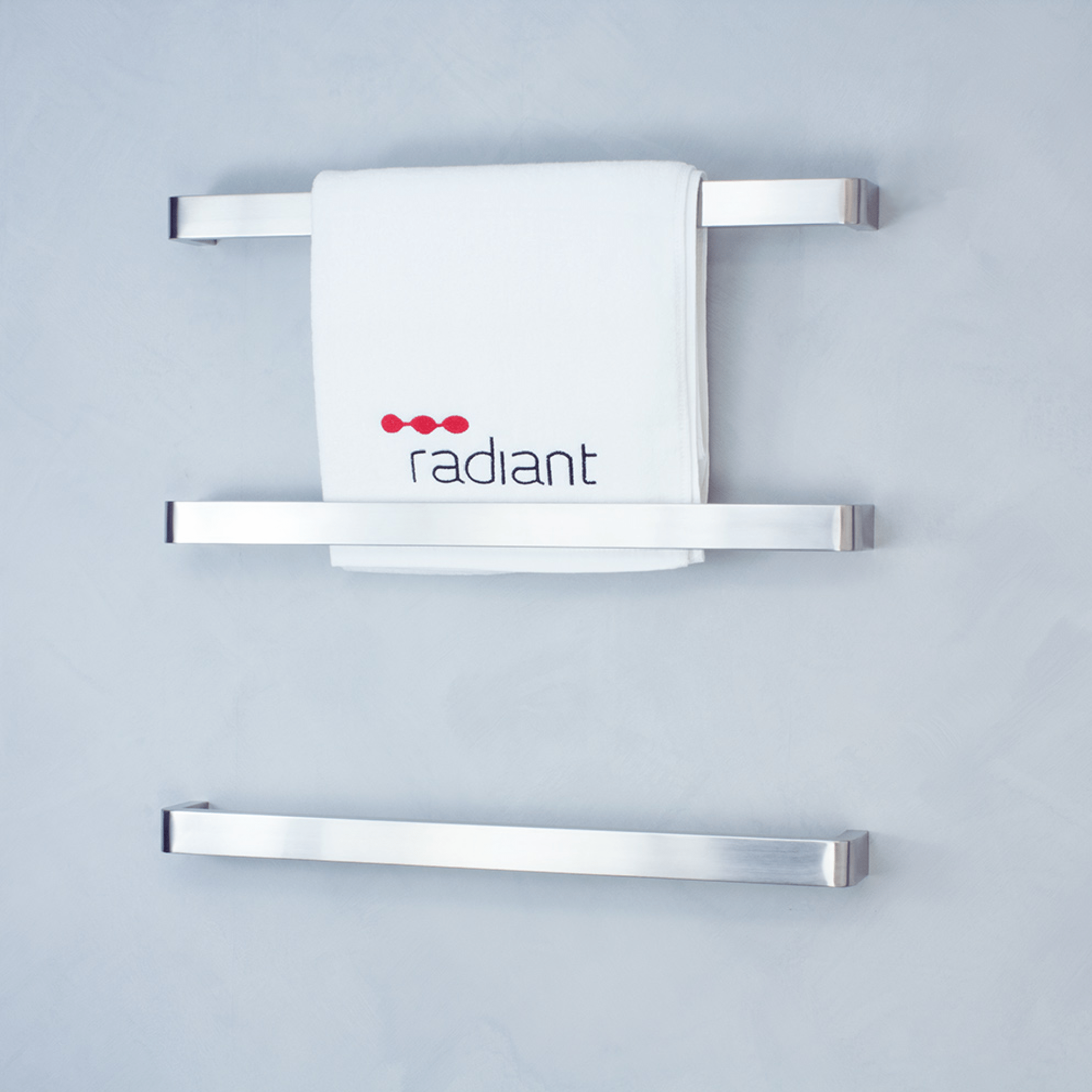 RADIANT - BRU - VAIL - 800 Heated Single Square Bar With Rounded Ends 800mm Brushed Satin - Heated Towel Rails - from our - Radiant - supplier–available at Bathroom City Perth