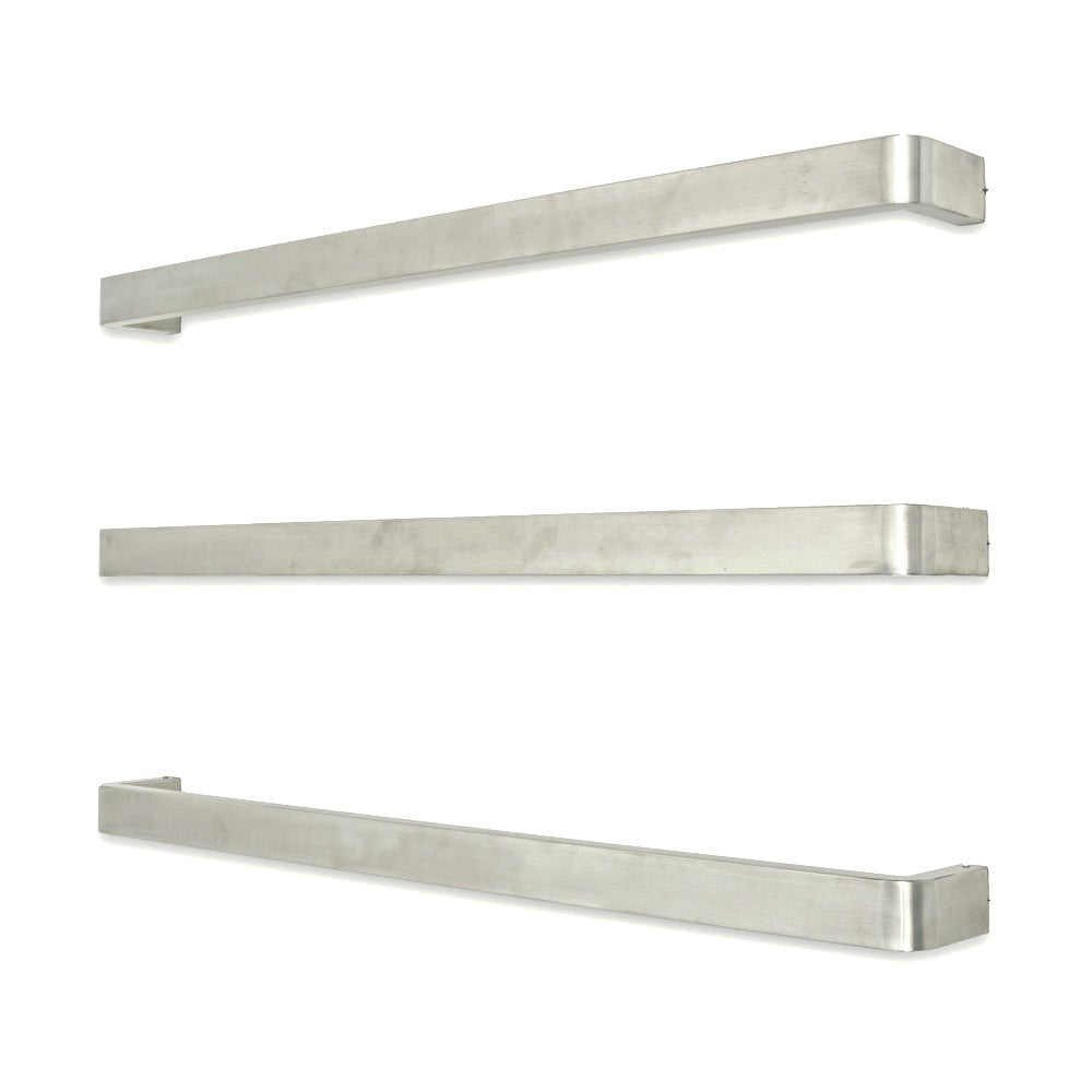RADIANT - BRU - VAIL - 800 Heated Single Square Bar With Rounded Ends 800mm Brushed Satin - Heated Towel Rails - from our - Radiant - supplier–available at Bathroom City Perth