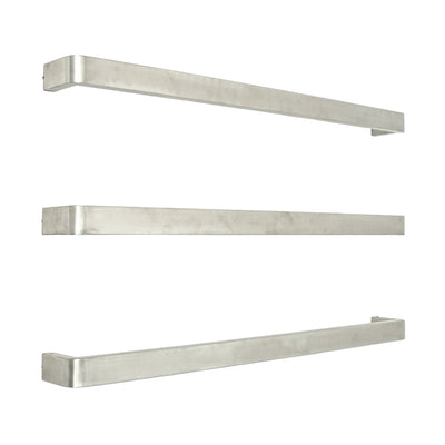 RADIANT - BRU - VAIL - 800 Heated Single Square Bar With Rounded Ends 800mm Brushed Satin - Heated Towel Rails - from our - Radiant - supplier–available at Bathroom City Perth