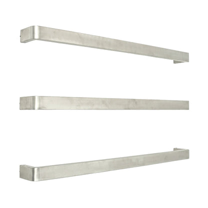 RADIANT - BRU - VAIL - 800 Heated Single Square Bar With Rounded Ends 800mm Brushed Satin - Heated Towel Rails - from our - Radiant - supplier–available at Bathroom City Perth