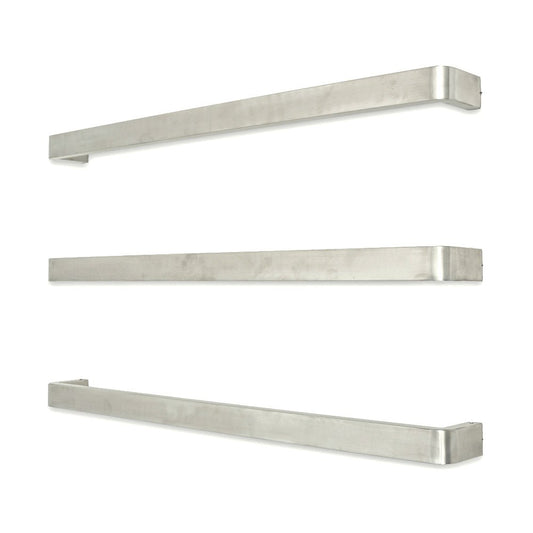 RADIANT - BRU - VAIL - 800 Heated Single Square Bar With Rounded Ends 800mm Brushed Satin - Heated Towel Rails - from our - Radiant - supplier–available at Bathroom City Perth