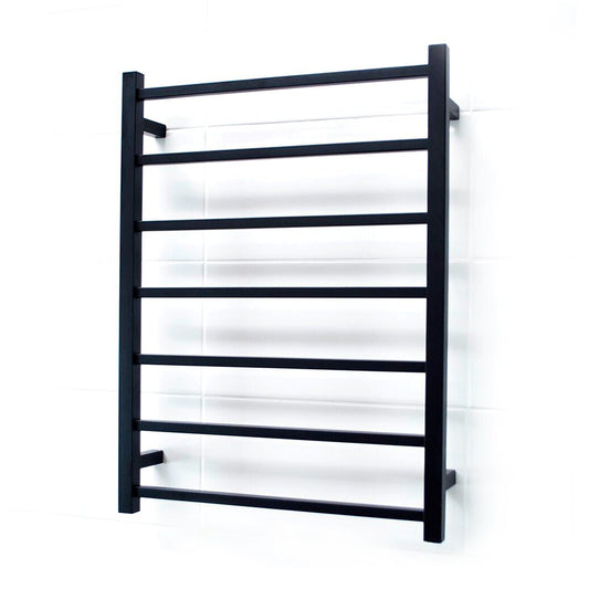 RADIANT - BSTR01 Heated Square Ladder 600x800mm Matt Black - Heated Towel Rails - from our - Radiant - supplier–available at Bathroom City Perth