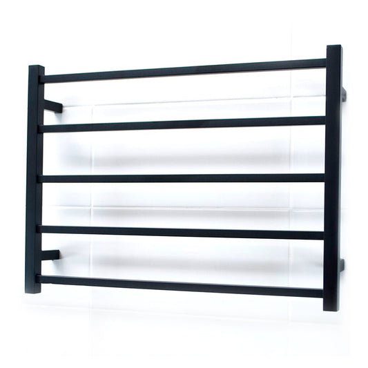 RADIANT - BSTR03 Heated Square Ladder 750x550mm Matt Black - Heated Towel Rails - from our - Radiant - supplier–available at Bathroom City Perth