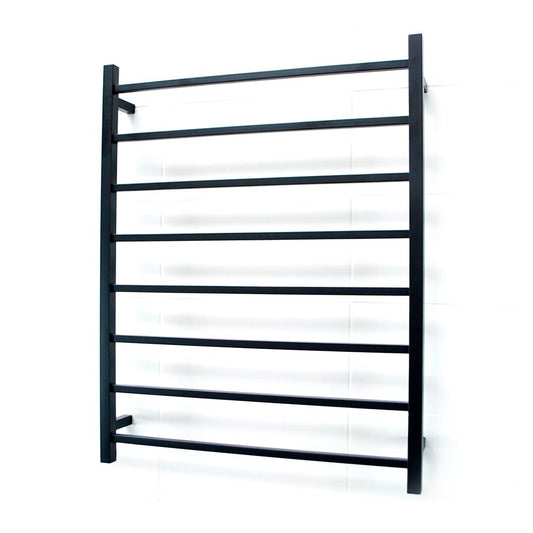 RADIANT - BSTR05 Heated Square Ladder 800x1000mm Matt Black - Heated Towel Rails - from our - Radiant - supplier–available at Bathroom City Perth