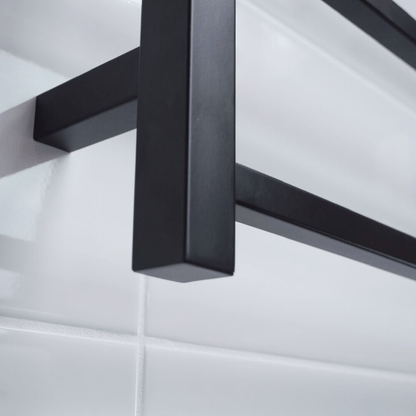 RADIANT - BSTR05 Heated Square Ladder 800x1000mm Matt Black - Heated Towel Rails - from our - Radiant - supplier–available at Bathroom City Perth