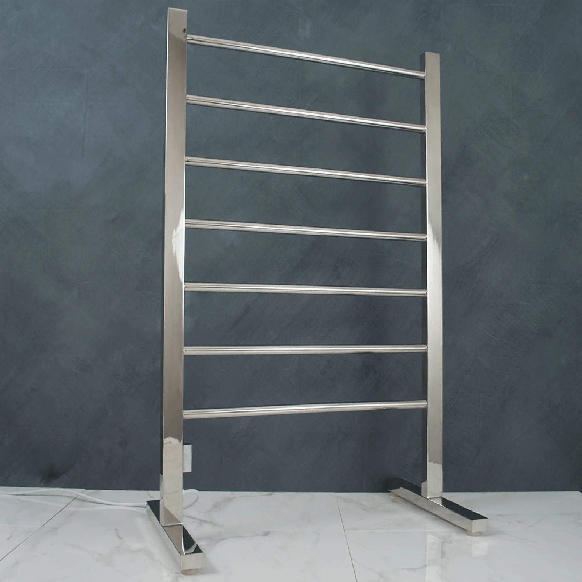 RADIANT - FSTR01 Heated Floor Standing Towel Rail 600x1000mm Mirror Polished-Heated Towel Rails-from our-Radiant-supplier–available at Bathroom City Perth
