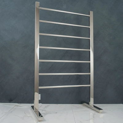 RADIANT - FSTR01 Heated Floor Standing Towel Rail 600x1000mm Mirror Polished-Heated Towel Rails-from our-Radiant-supplier–available at Bathroom City Perth