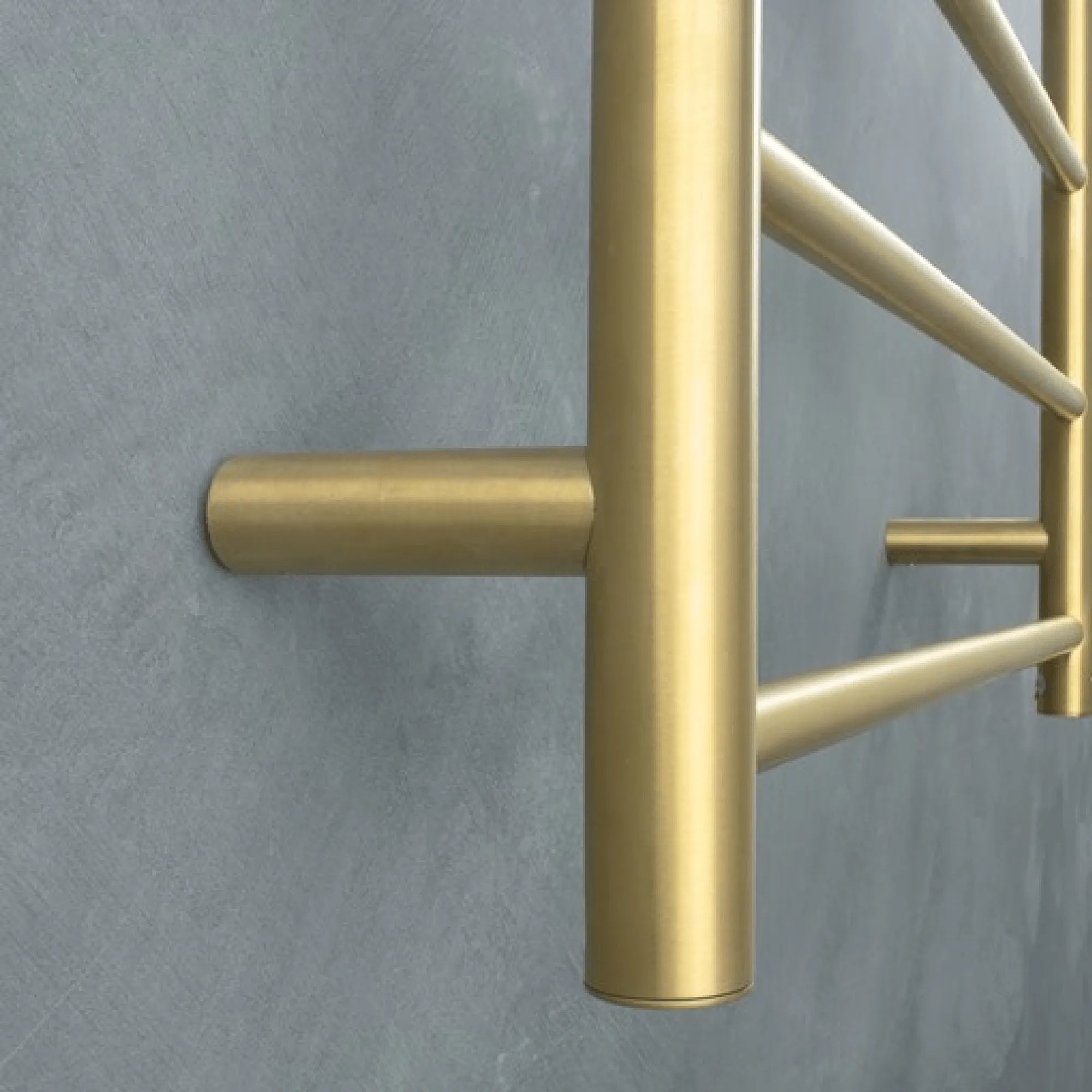 RADIANT - GLD-RTR01 - Heated Round Ladder 600x800mm Brushed Gold-Heated Towel Rails-from our-Radiant-supplier–available at Bathroom City Perth
