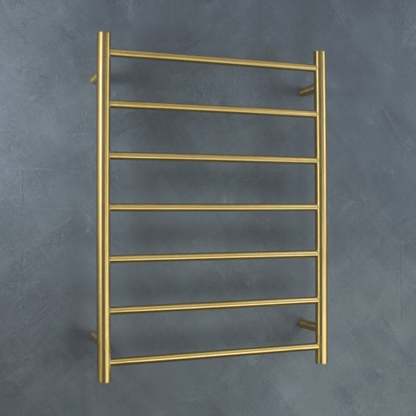 RADIANT - GLD - RTR01 - Heated Round Ladder 600x800mm Brushed Gold - Heated Towel Rails - from our - Radiant - supplier–available at Bathroom City Perth