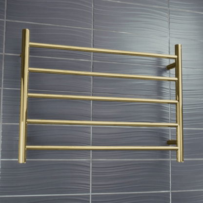 RADIANT - GLD - RTR03 - Heated Round Ladder 650x550mm Brushed Gold - Heated Towel Rails - from our - Radiant - supplier–available at Bathroom City Perth