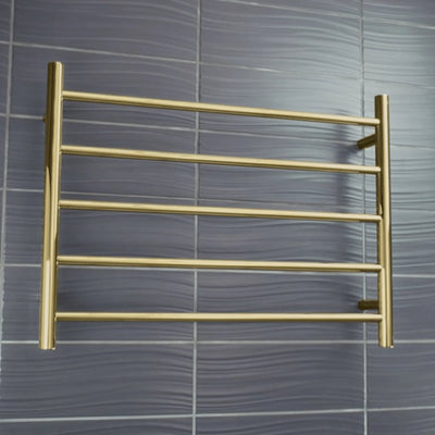 RADIANT - GLD-RTR03 - Heated Round Ladder 650x550mm Brushed Gold-Heated Towel Rails-from our-Radiant-supplier–available at Bathroom City Perth