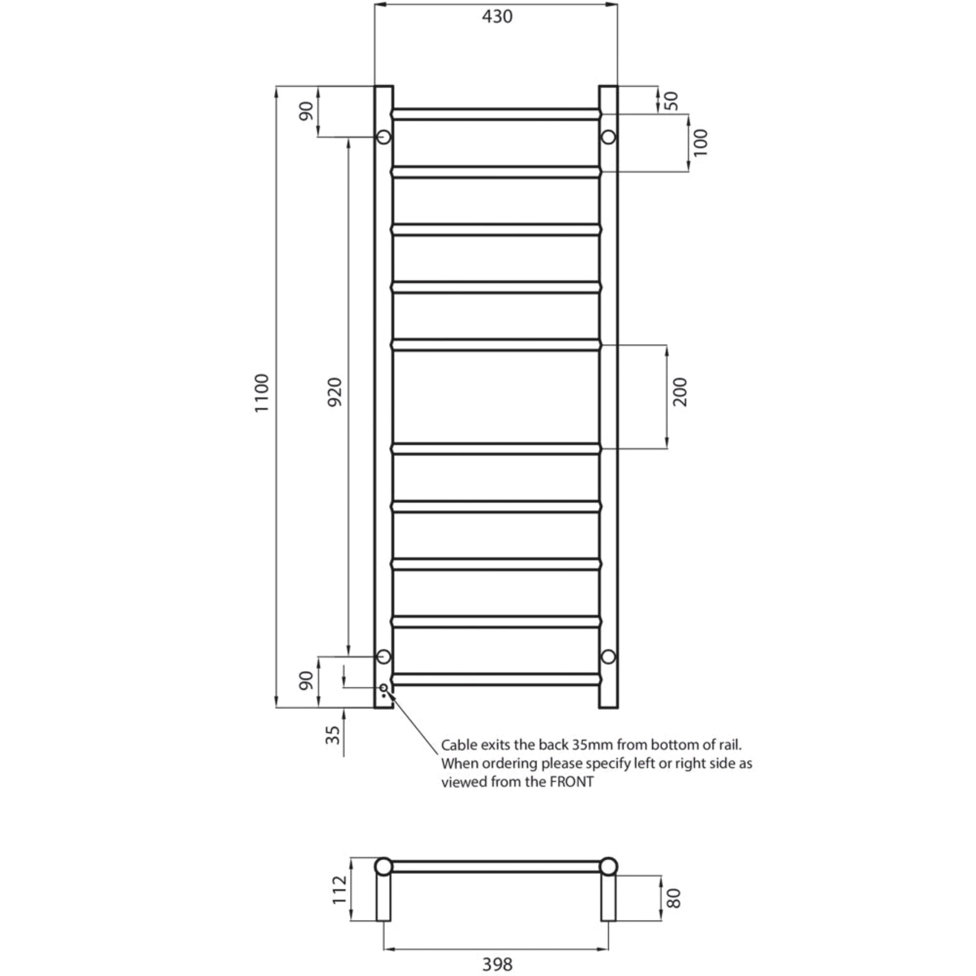 RADIANT - GMG - RTR430 Heated Round Ladder 430x1100mm Gun Metal Grey - Heated Towel Rails - from our - Radiant - supplier–available at Bathroom City Perth