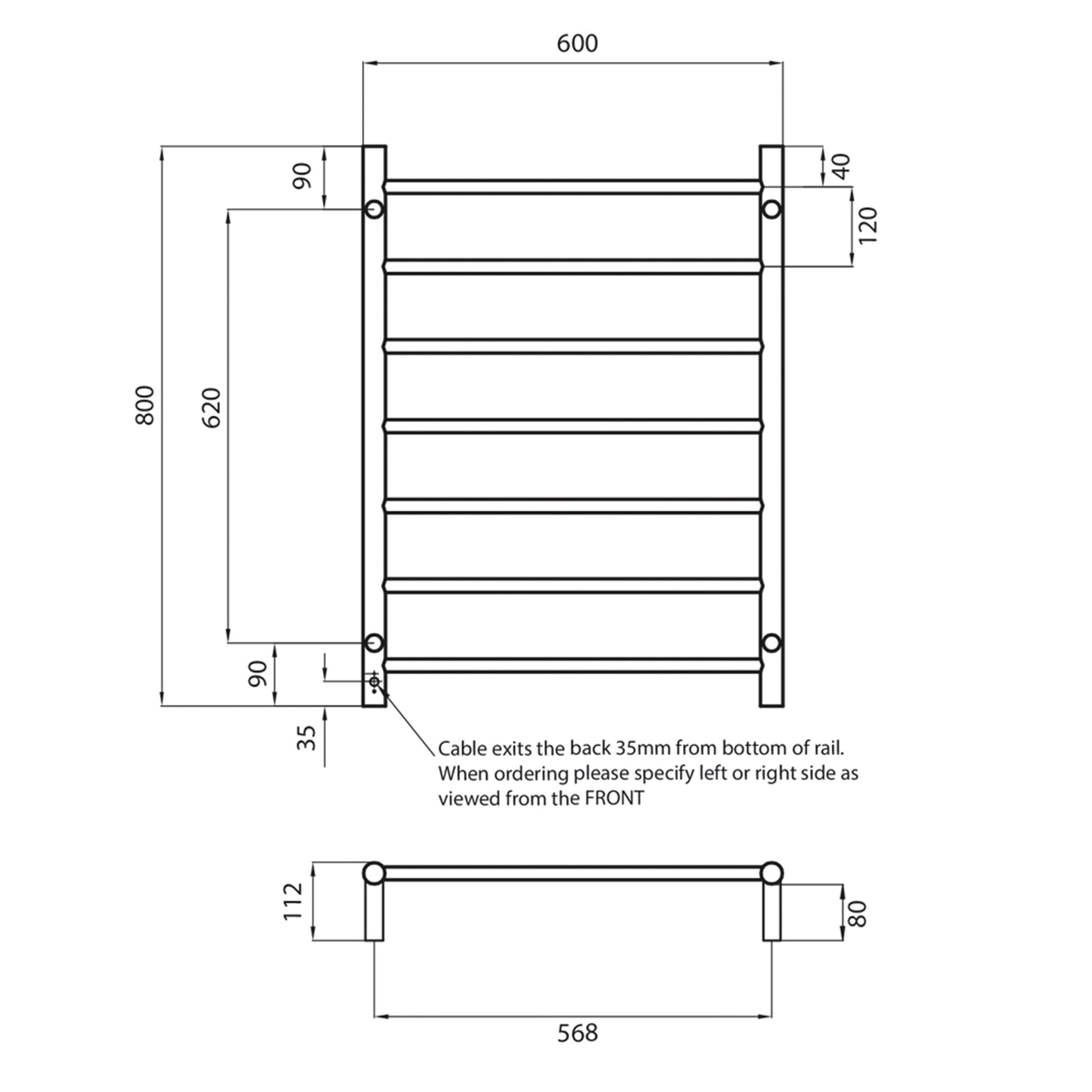 RADIANT - LG - RTR01 - HEATED ROUND LADDER 600 X 800 MM LIGHT GOLDHeated Towel Rails – available at Bathroom City Perth