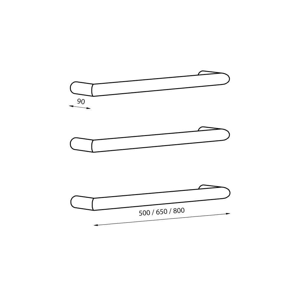 RADIANT - LG - SBRTR - 800 Heated Low Voltage Single Round Bar 800mm Light Gold - Heated Towel Rails - from our - Radiant - supplier–available at Bathroom City Perth