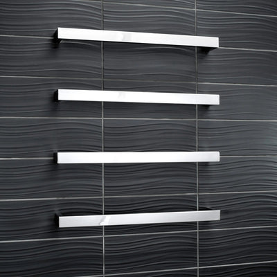 RADIANT - SBSTR-650 Heated Low Voltage Single Square Bar 650 mm Mirror Polished-Heated Towel Rails-from our-Radiant-supplier–available at Bathroom City Perth