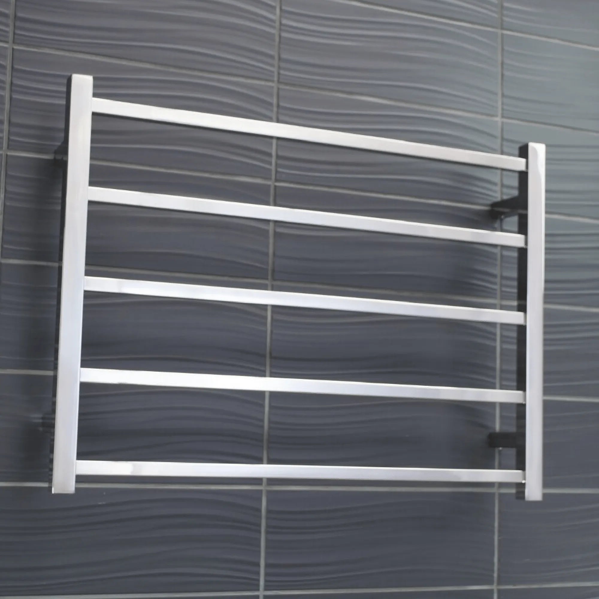 RADIANT - STR03 Heated Square Ladder 750x550mm Mirror Polished-Heated Towel Rails-from our-Radiant-supplier–available at Bathroom City Perth