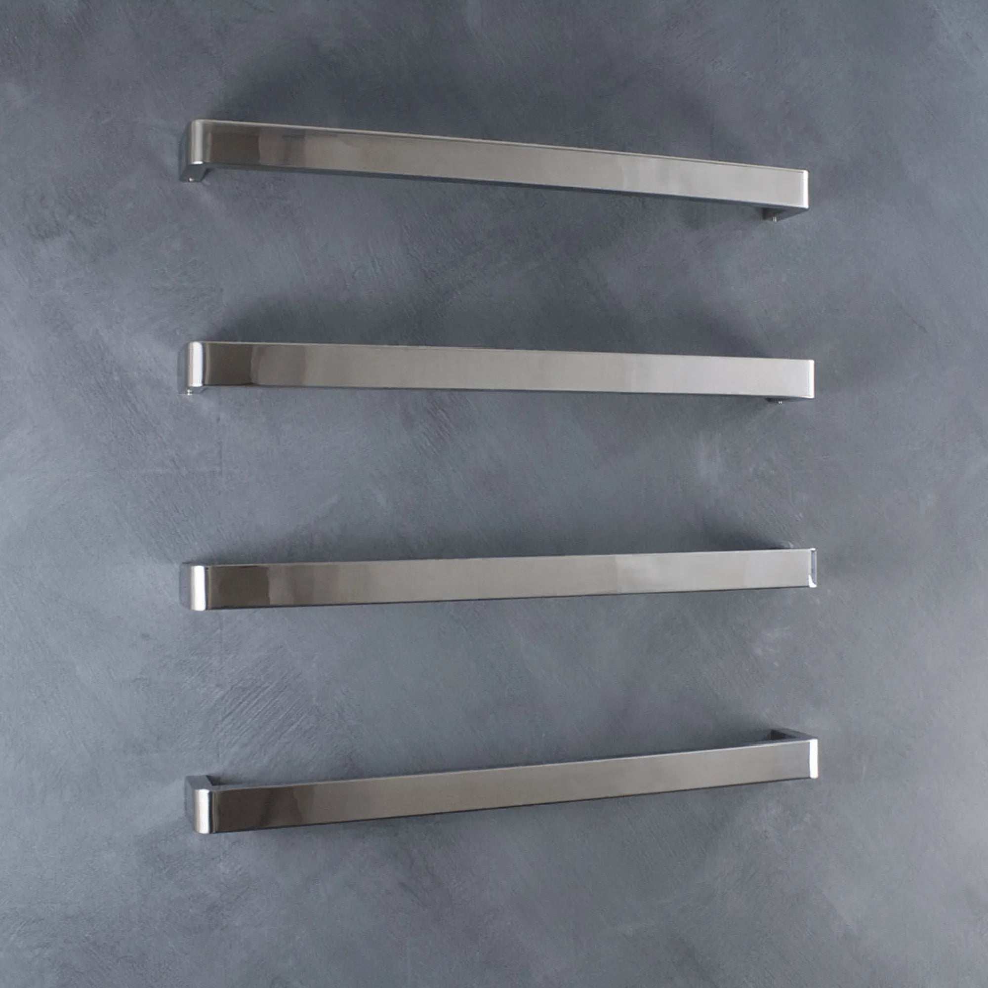 RADIANT - VAIL-650 Heated Single Square Bar With Rounded Ends 650mm Mirror Polished-Heated Towel Rails-from our-Radiant-supplier–available at Bathroom City Perth