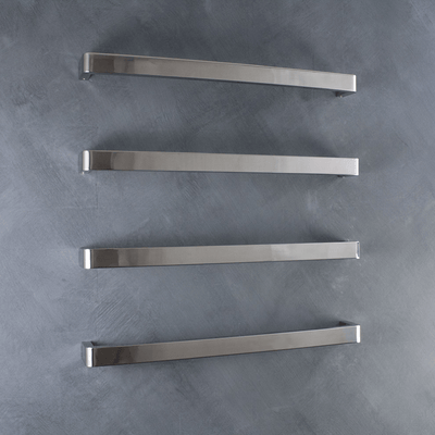 RADIANT - VAIL - 650 Heated Single Square Bar With Rounded Ends 650mm Mirror Polished - Heated Towel Rails - from our - Radiant - supplier–available at Bathroom City Perth