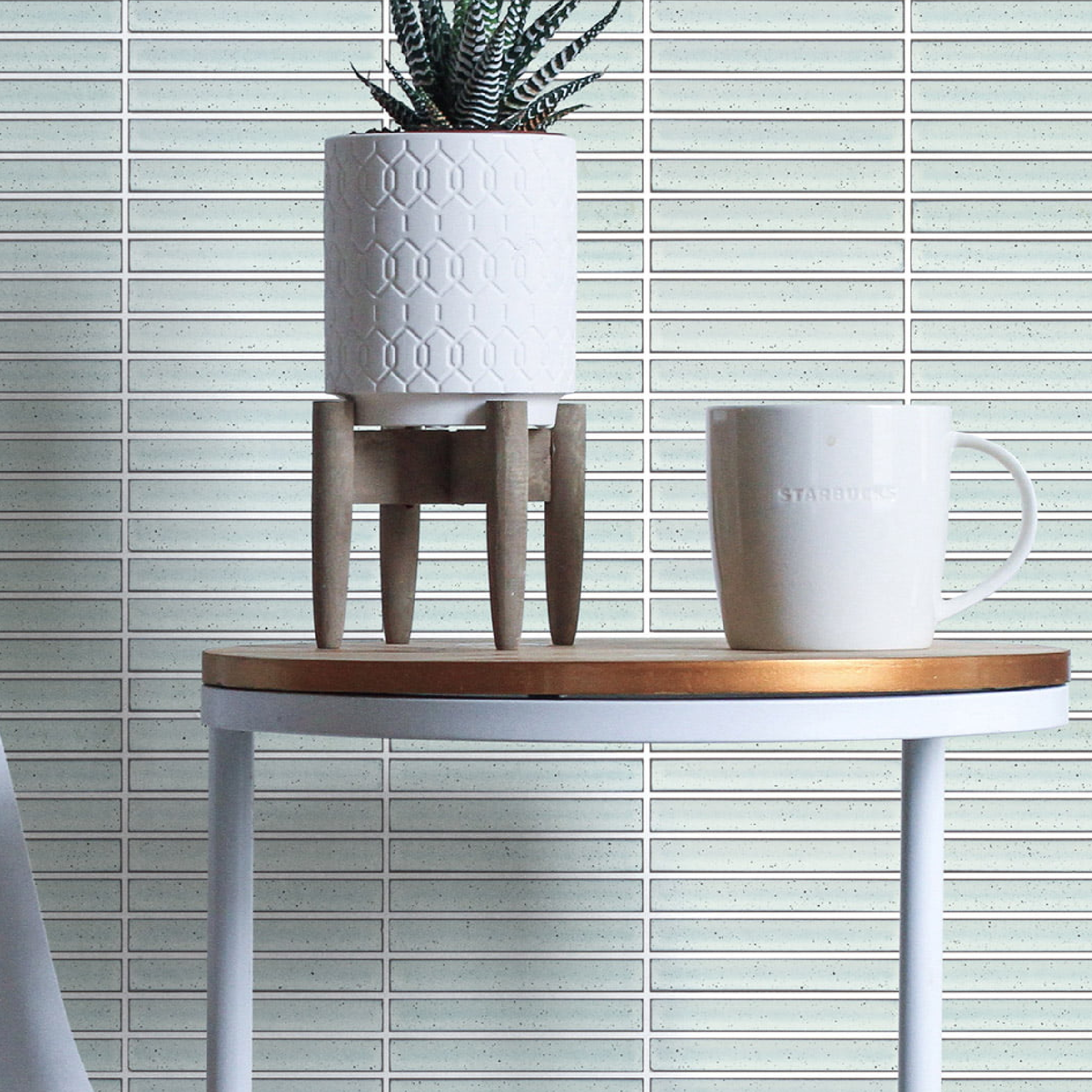 SW - Finger Mosaic Concave Speckle White 20x145mm Gloss - Tiles - from our - Stoneworld - supplier–available at Bathroom City Perth