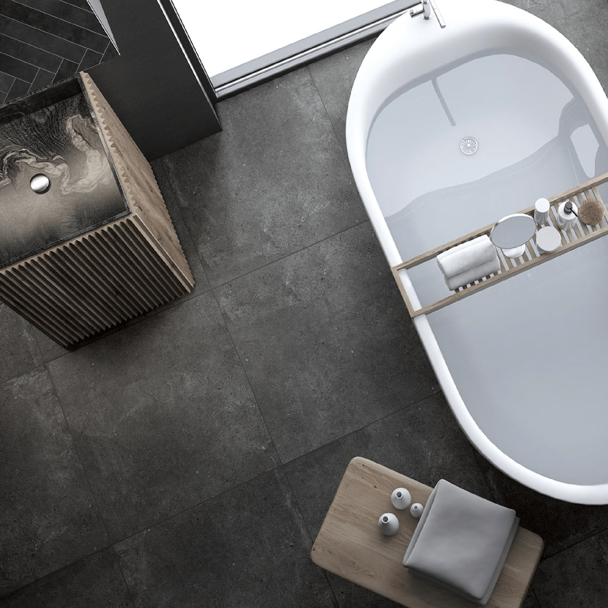 SW - Paradigm Graphite 300x600mm Matt - tiles - from our - Stoneworld - supplier–available at Bathroom City Perth