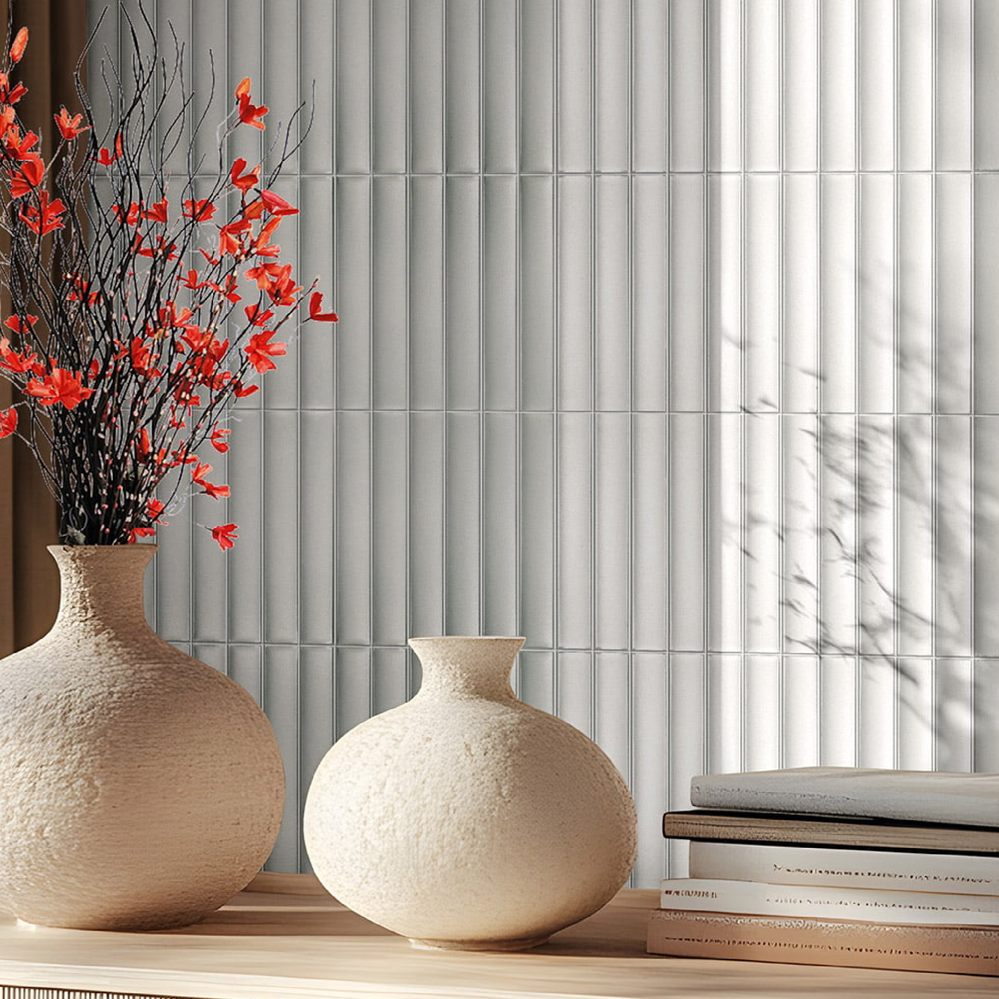 SW - Porcelain Flat Mosaic White 22x145mm Gloss - Tiles - from our - Stoneworld - supplier–available at Bathroom City Perth