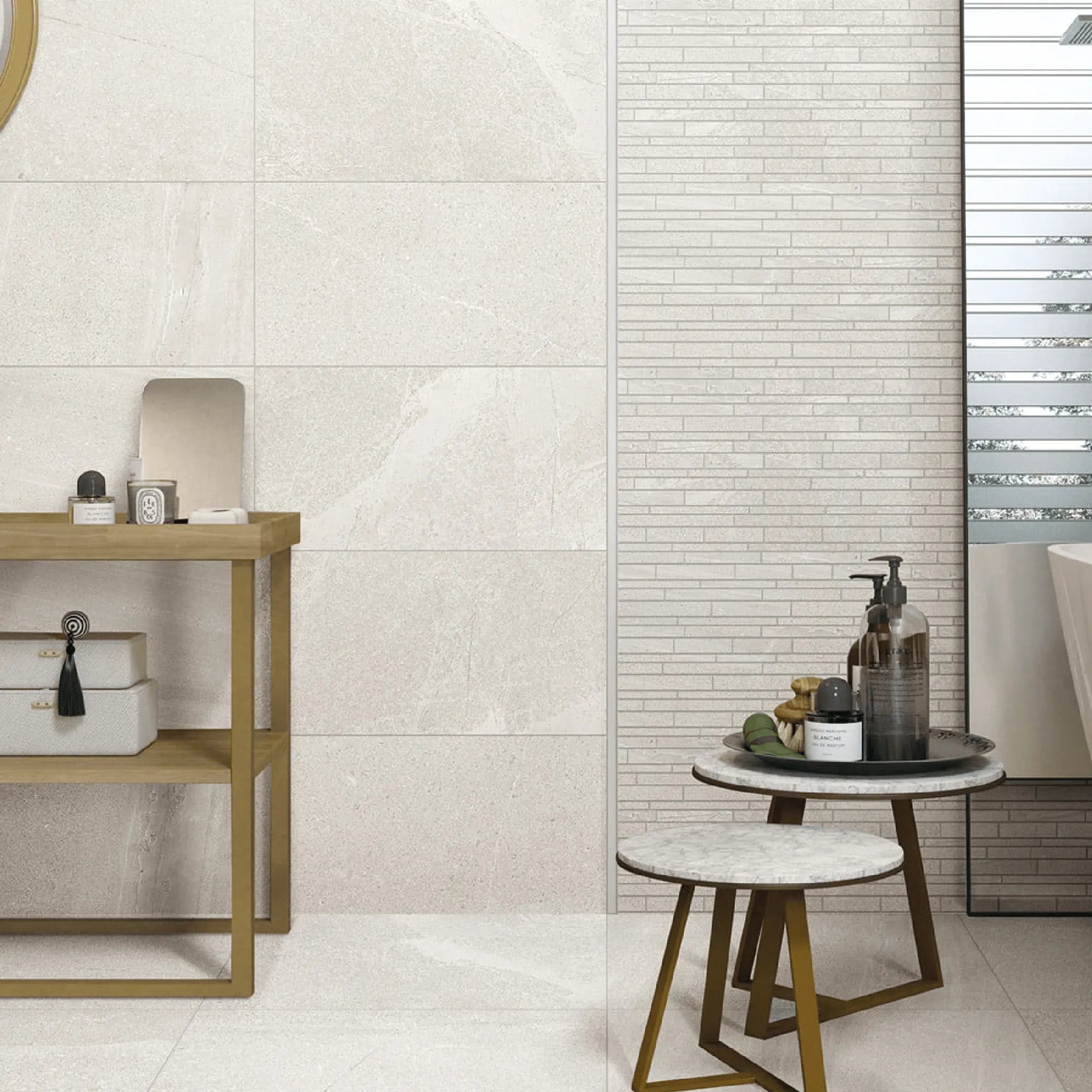 SW - Shell White 300x600mm Lappato-Tiles-from our-Stoneworld-supplier–available at Bathroom City Perth