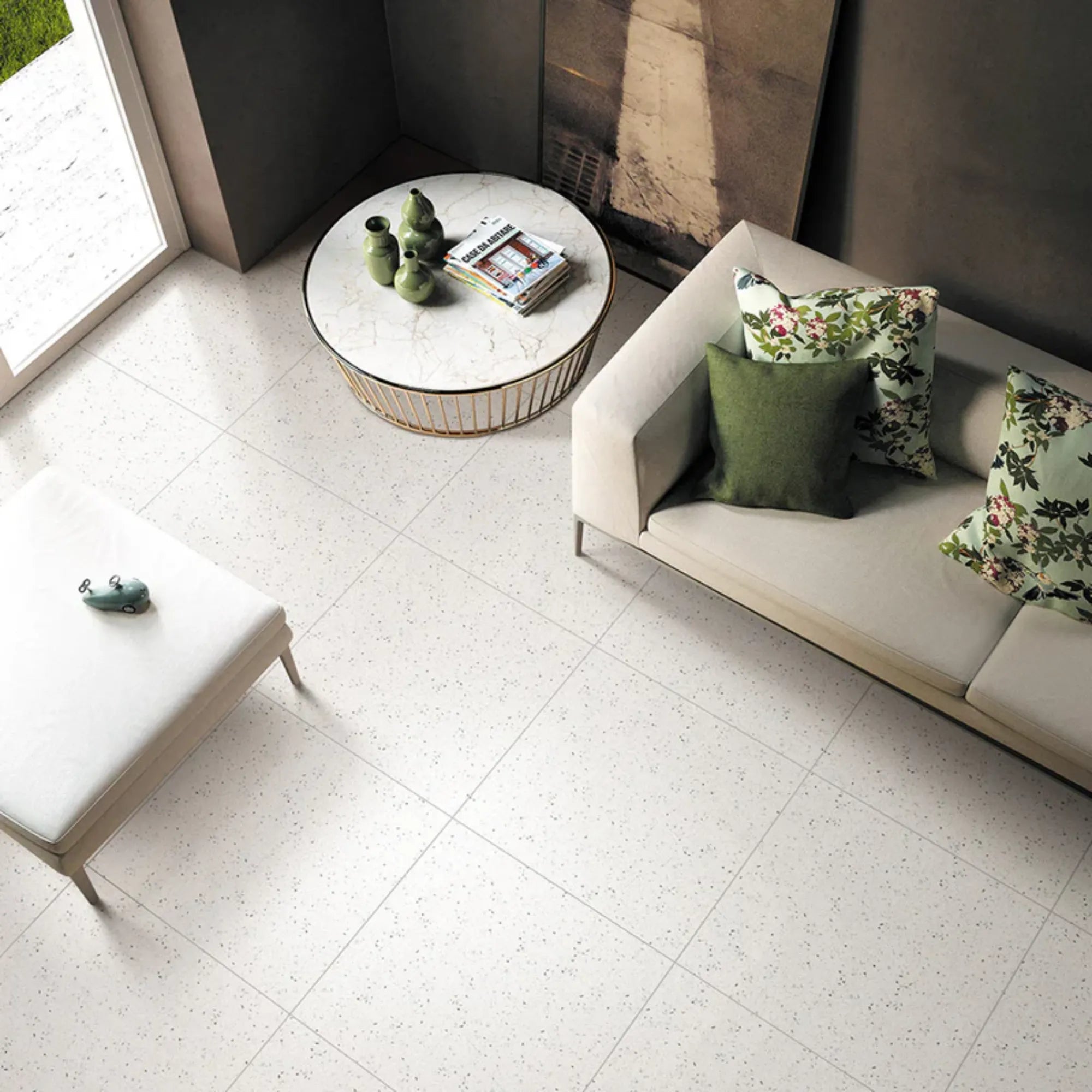 SW - Terrazzo Stone Jelly White 300x600mm Matt Smooth Grip-Tiles-from our-Stoneworld-supplier–available at Bathroom City Perth