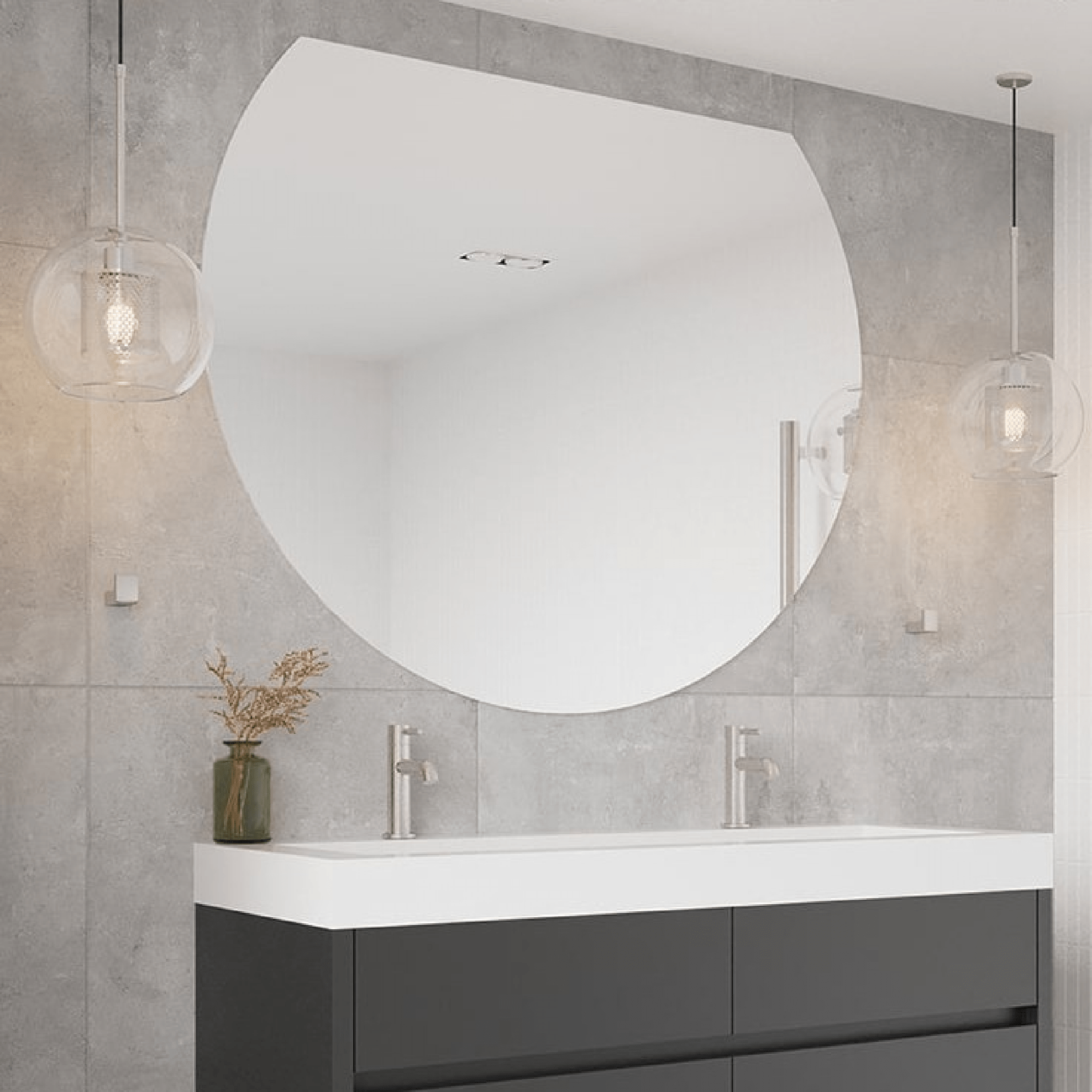 THERMOGROUP - HD1290HN D Shaped Polished Edge MirrorMirror – available at Bathroom City Perth