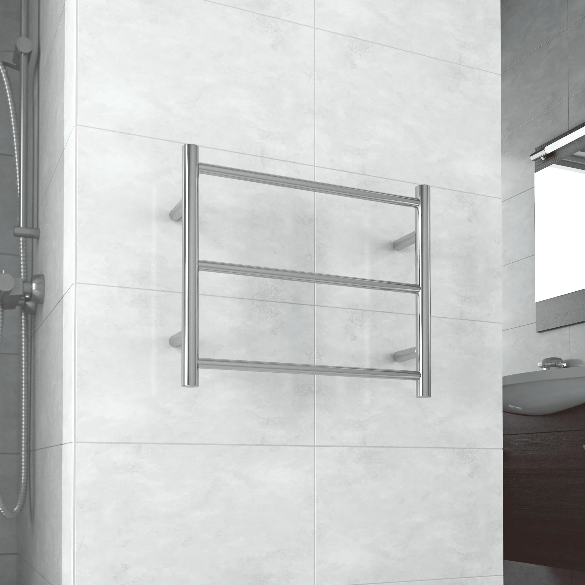 THERMORAIL - BS24M Straight Round Polished Budget Heated Towel Rail-Heated Towel Rails-from our-THERMORAIL-supplier–available at Bathroom City Perth