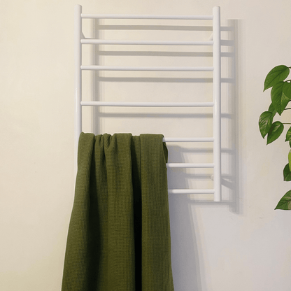 THERMORAIL - BS44MW Satin White Round Ladder Heated Towel Rail - Heated Towel Rails - from our - THERMORAIL - supplier–available at Bathroom City Perth