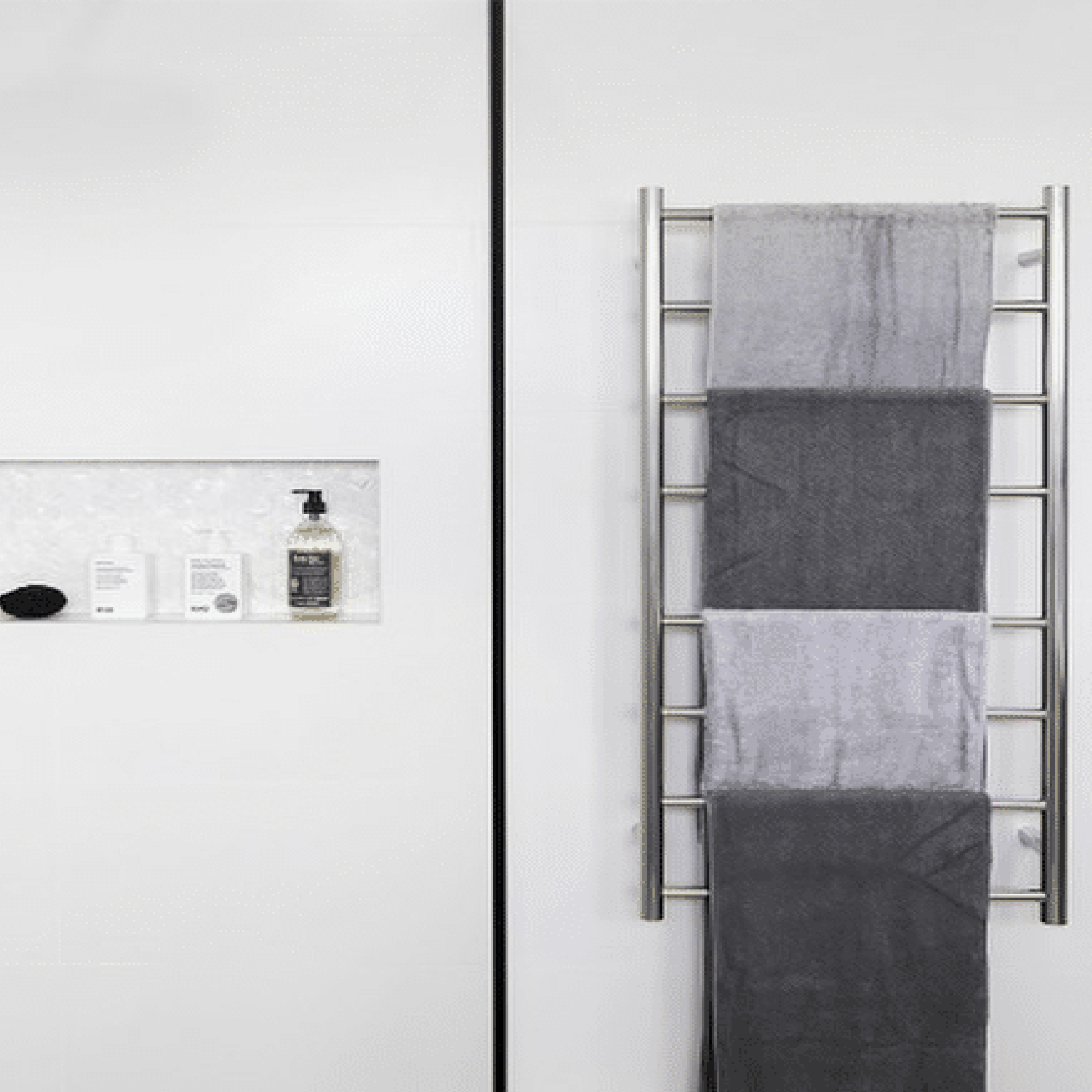 THERMORAIL - SR27M Straight Round Polished Ladder Heated Towel Rail - Heated Towel Rails - from our - THERMORAIL - supplier–available at Bathroom City Perth