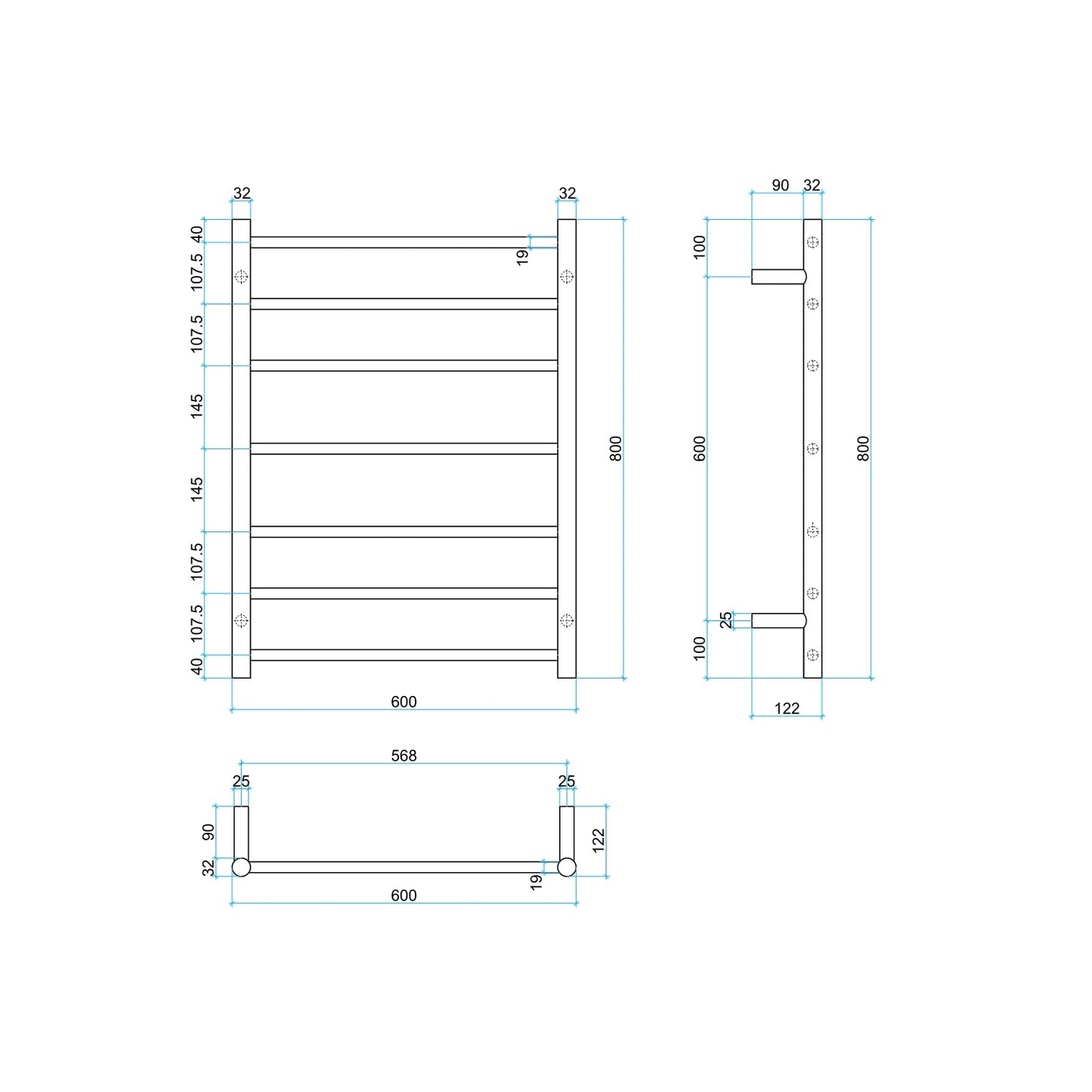 THERMORAIL - SR44MBB Brushed Brass Round Ladder Heated Towel Rail - Heated Towel Rails - from our - THERMORAIL - supplier–available at Bathroom City Perth