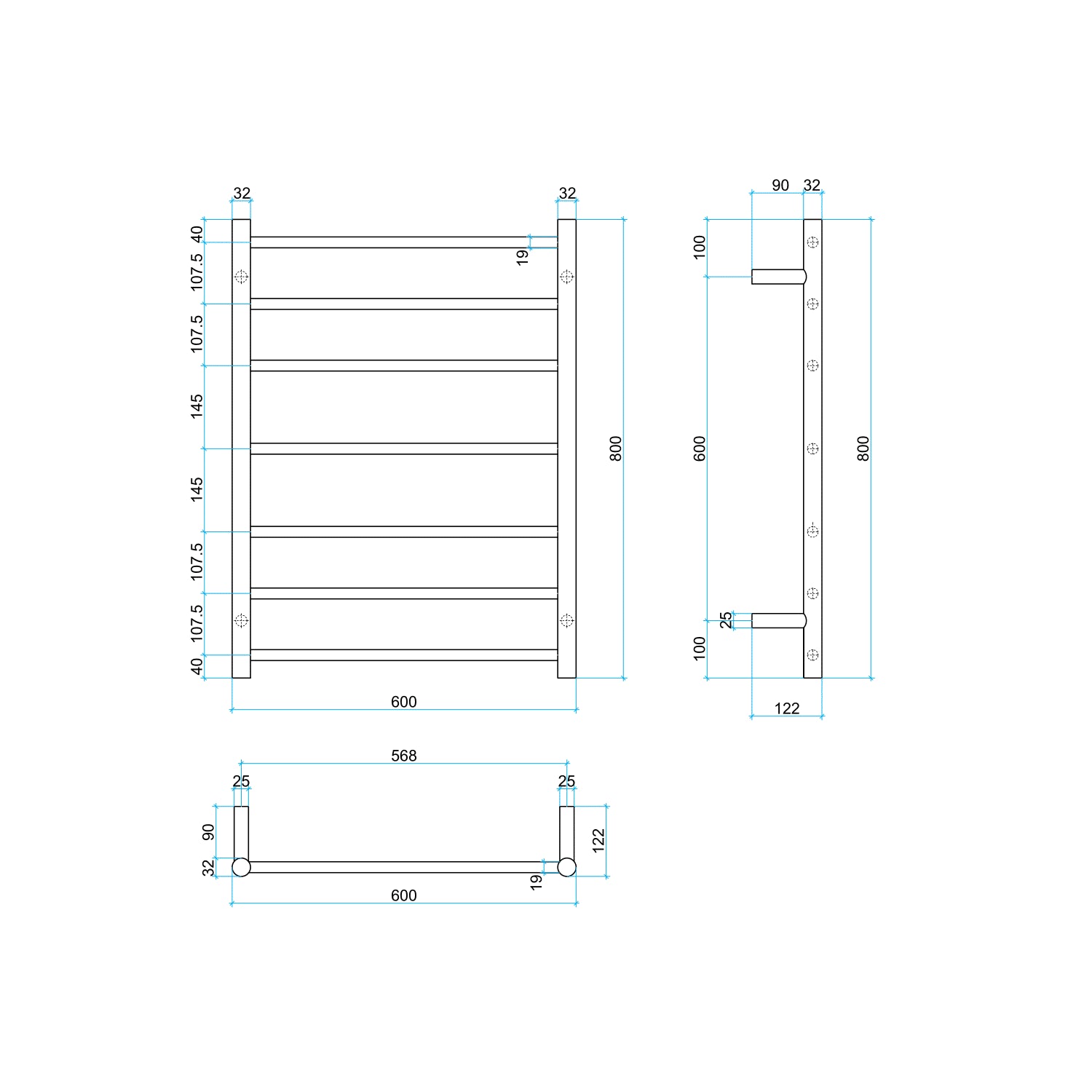 THERMORAIL - SR44MBB Brushed Brass Round Ladder Heated Towel Rail - Heated Towel Rails - from our - THERMORAIL - supplier–available at Bathroom City Perth