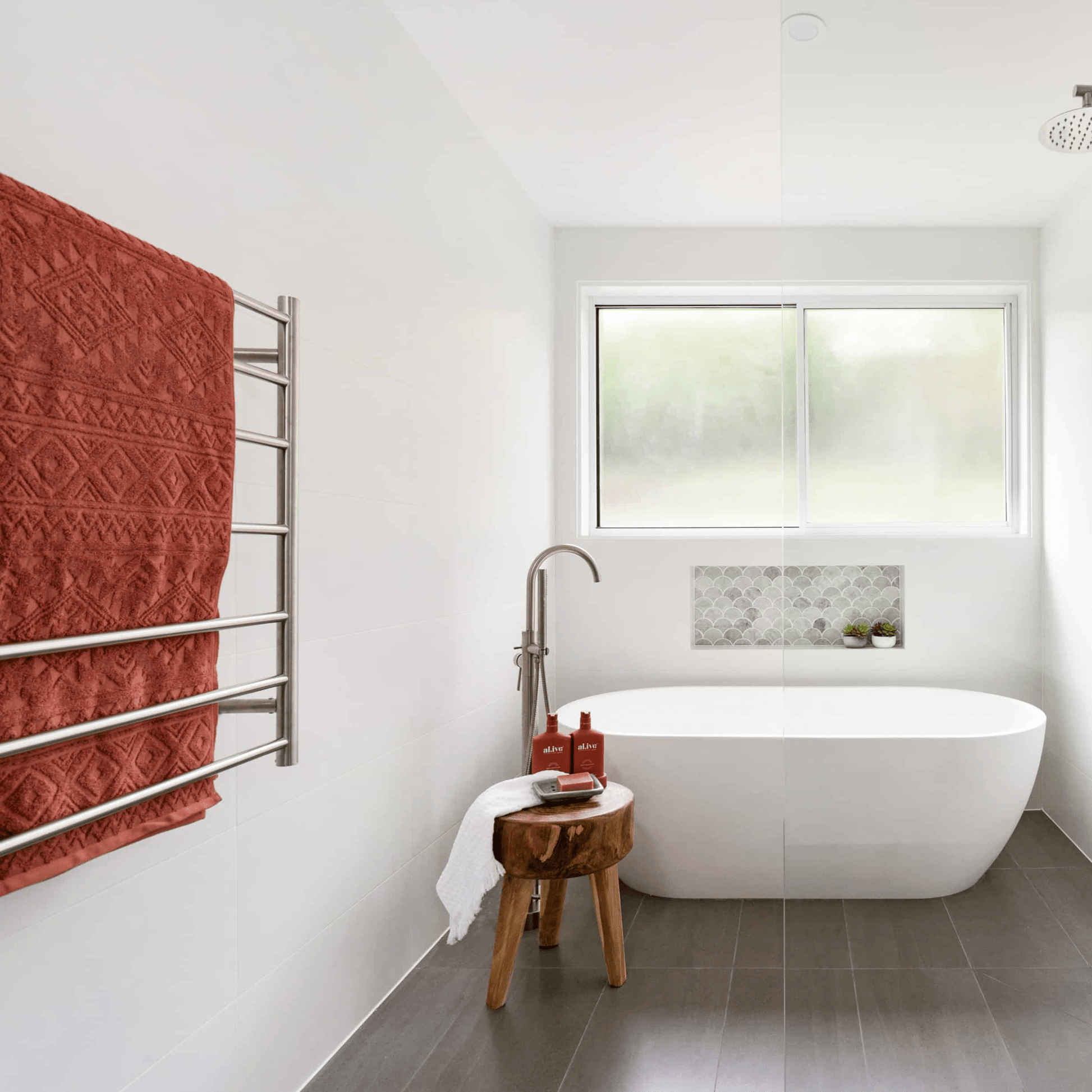 THERMORAIL - SR93M Straight Round Polished Ladder Heated Towel Rail - Heated Towel Rails - from our - THERMORAIL - supplier–available at Bathroom City Perth