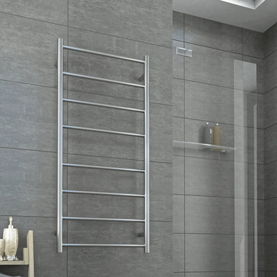 THERMORAIL - SRB27M Brushed Straight Round Ladder Heated Towel Rail-Heated Towel Rails-from our-THERMORAIL-supplier–available at Bathroom City Perth