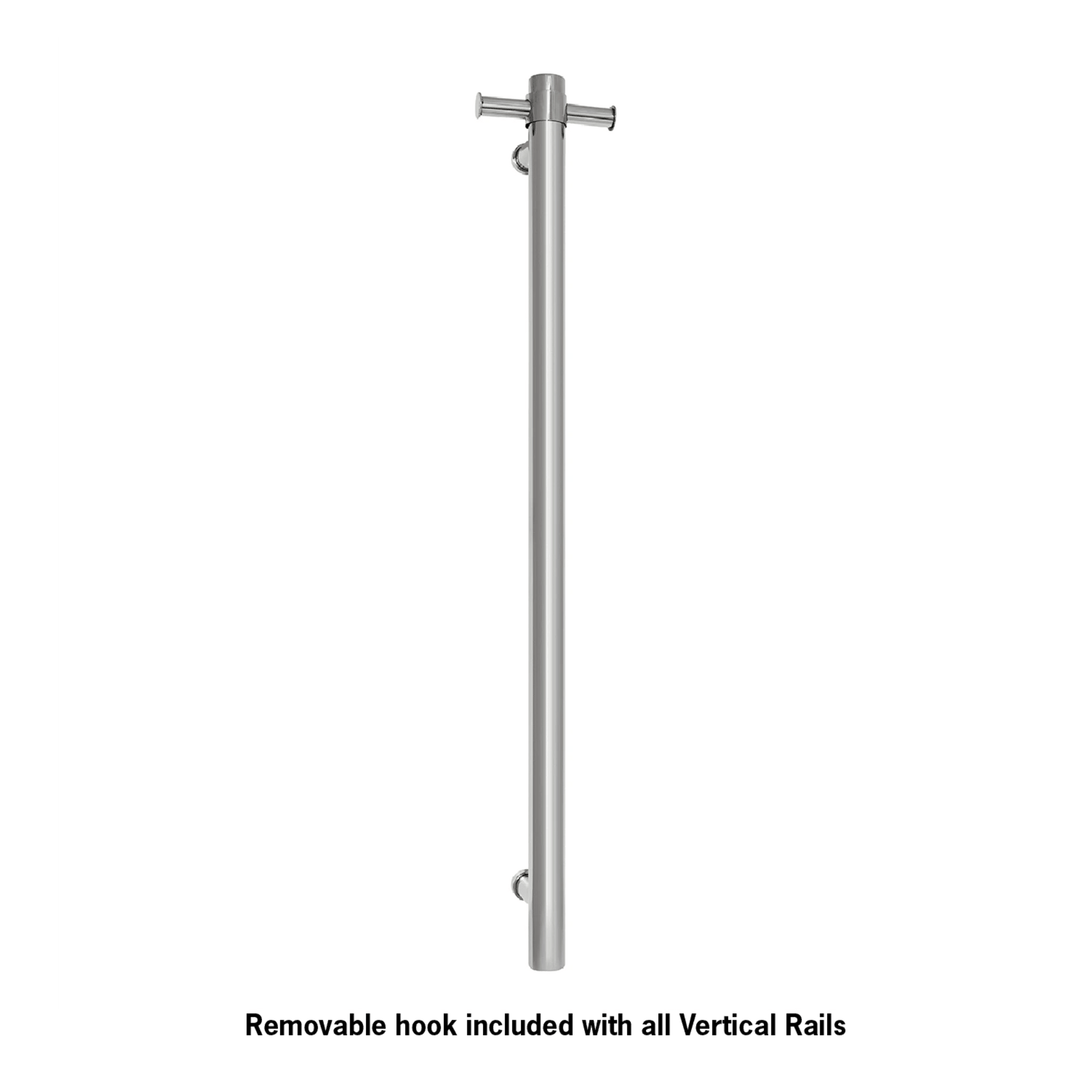 THERMORAIL - VS900H Straight Round Vertical Single Polished Heated Towel RailHeated Towel Rails – available at Bathroom City Perth
