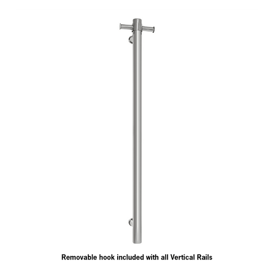 THERMORAIL - VS900H Straight Round Vertical Single Polished Heated Towel RailHeated Towel Rails – available at Bathroom City Perth